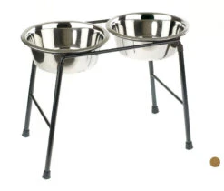 Classic High Stand Dog Food Feeder With 2 X Stainless Bowls