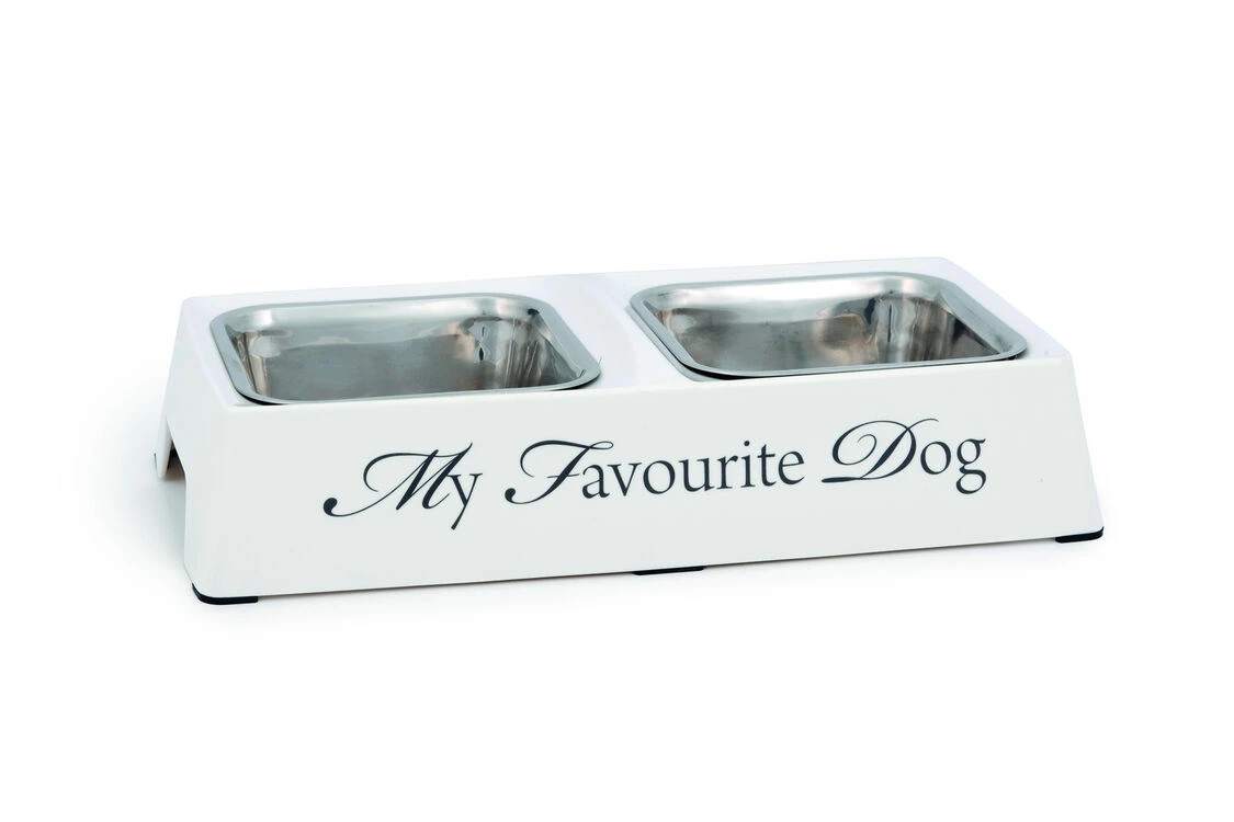 Designed By Lotte Melamine Double Diner My Favourite Dog Bowl White 4 Designed By Lotte Melamine Double Diner My Favourite Dog Bowl White - Image 2