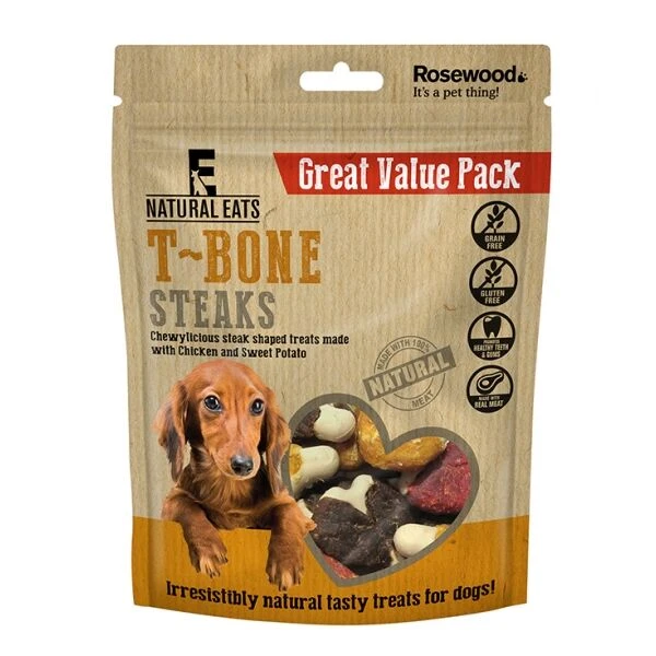 6 X Rosewood Natural Eats T-bone Steak 14 Piece Value Pack Dog Treats 295g 3 6 X Rosewood Natural Eats T-bone Steak 14 Piece Value Pack Dog Treats 295g