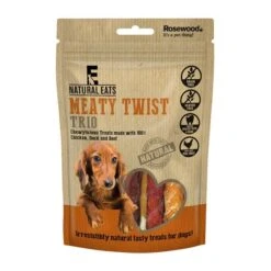 12 X Rosewood Natural Eats Meaty Twist Trio Dog Treats 90g