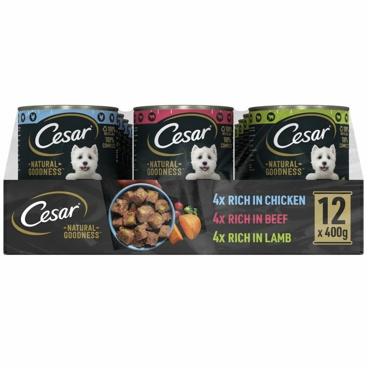 Cesar Natural Goodness Tins Mixed Selection In Loaf 12 Pack 3 Cesar Natural Goodness Tins Mixed Selection In Loaf 12 Pack