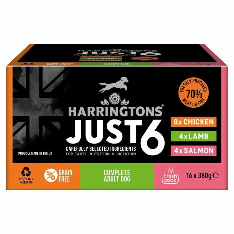 16 X Harringtons Just 6 Wet Dog Food 380g 3 16 X Harringtons Just 6 Wet Dog Food 380g