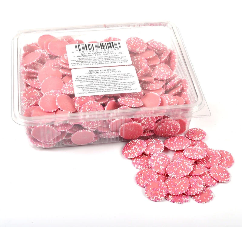 Monster Chocs Strawberry Chocolate Treats For Dogs 1kg 3 Monster Chocs Strawberry Chocolate Treats For Dogs 1kg