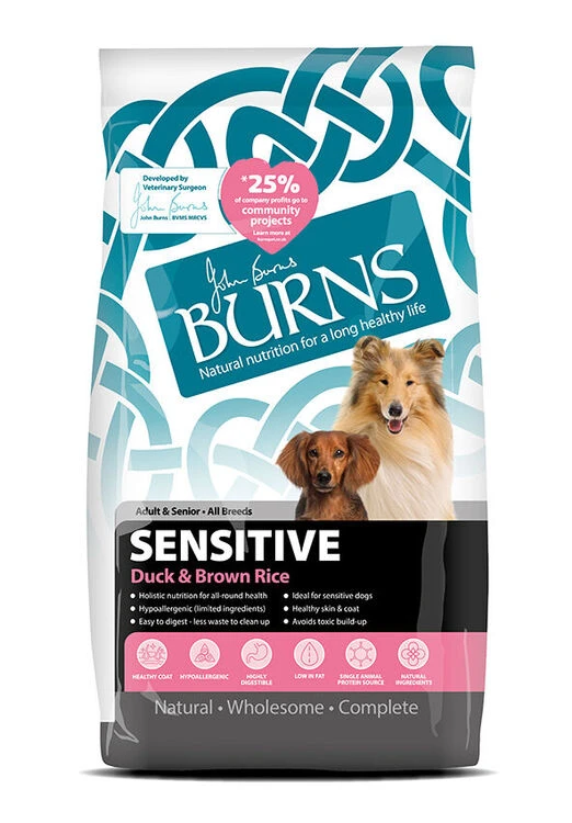 Burns Sensitive+ Adult/Senior Duck & Brown Rice Dog Food 3 Burns Sensitive+ Adult/Senior Duck & Brown Rice Dog Food