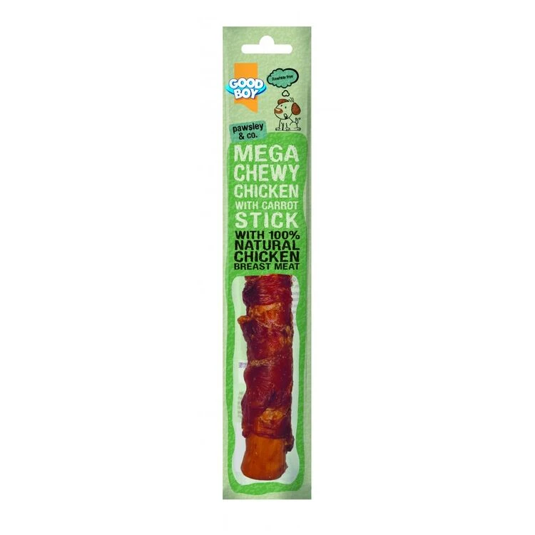 Good Boy Pawsley & Co Mega Chewy Chicken With Carrot Stick Dog Treat 3 Good Boy Pawsley & Co Mega Chewy Chicken With Carrot Stick Dog Treat