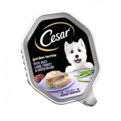14 X Cesar Garden Terrine With Juicy Lamb Turkey & Green Beans In Loaf Dog Food 150g