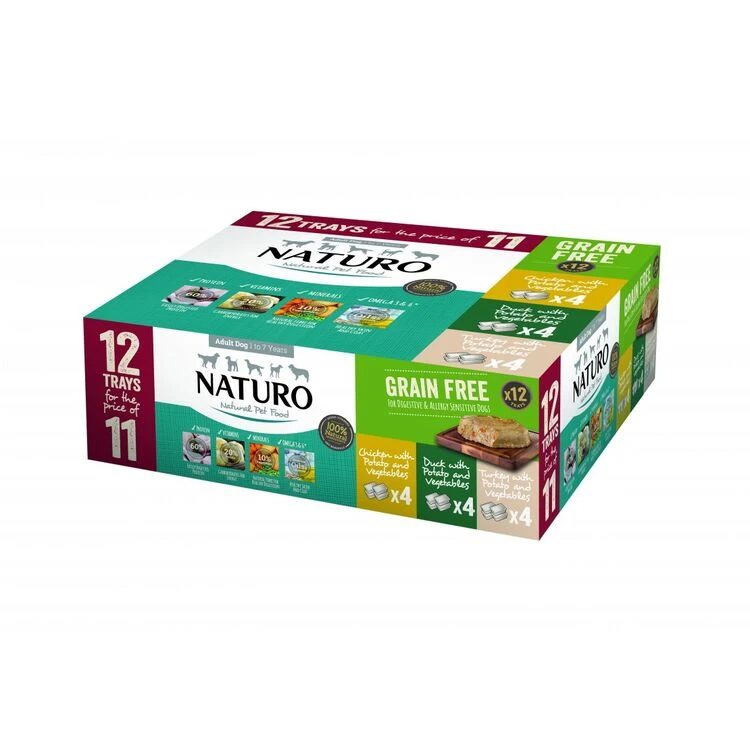 Naturo Adult Variety Pack Grain Free Tray 12x400g 3 Naturo Adult Variety Pack Grain Free Tray 12x400g
