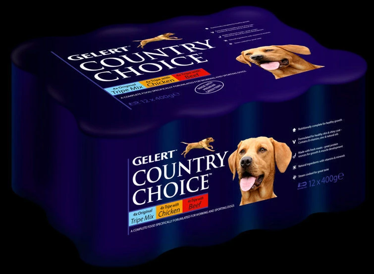 12 X 400g Gelert Country Choice Tripe Mix Wet Dog Food Variety Pack 3 12 X 400g Gelert Country Choice Tripe Mix Wet Dog Food Variety Pack